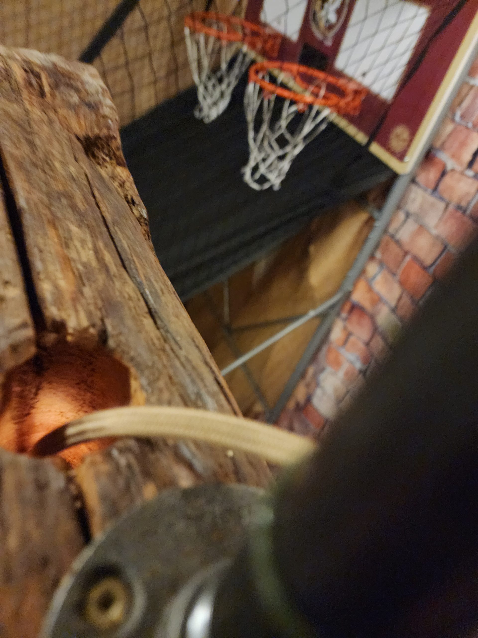 DIY Barn Beam fixture - cord hole